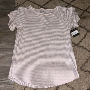 🌸NWT Eddie Bauer Pink and White Striped Short Sleeve Tee